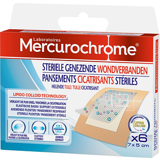 Mercurochrome Steriele Genezende Wondverbanden 6ST Mercurochrome Steriele Genezende Wondverbanden 6ST