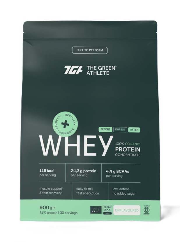 The Green Athlete Whey Protein Concentrate Unflavoured Bio Poeder afbeelding 1