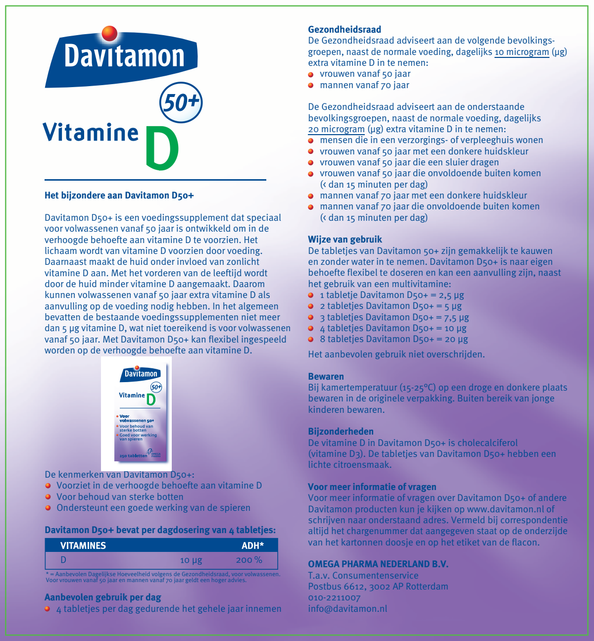 Vitamine D 50+ Tabletten afbeelding van document #1, instructions