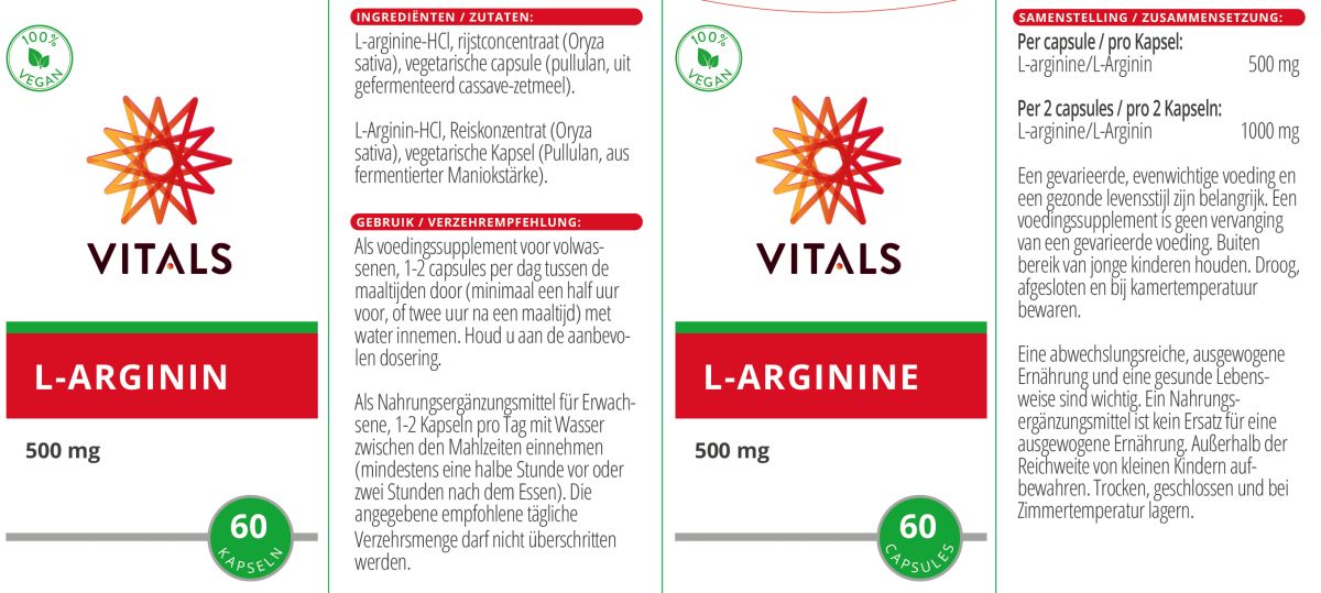 L-Arginine Capsules afbeelding van document #1, label