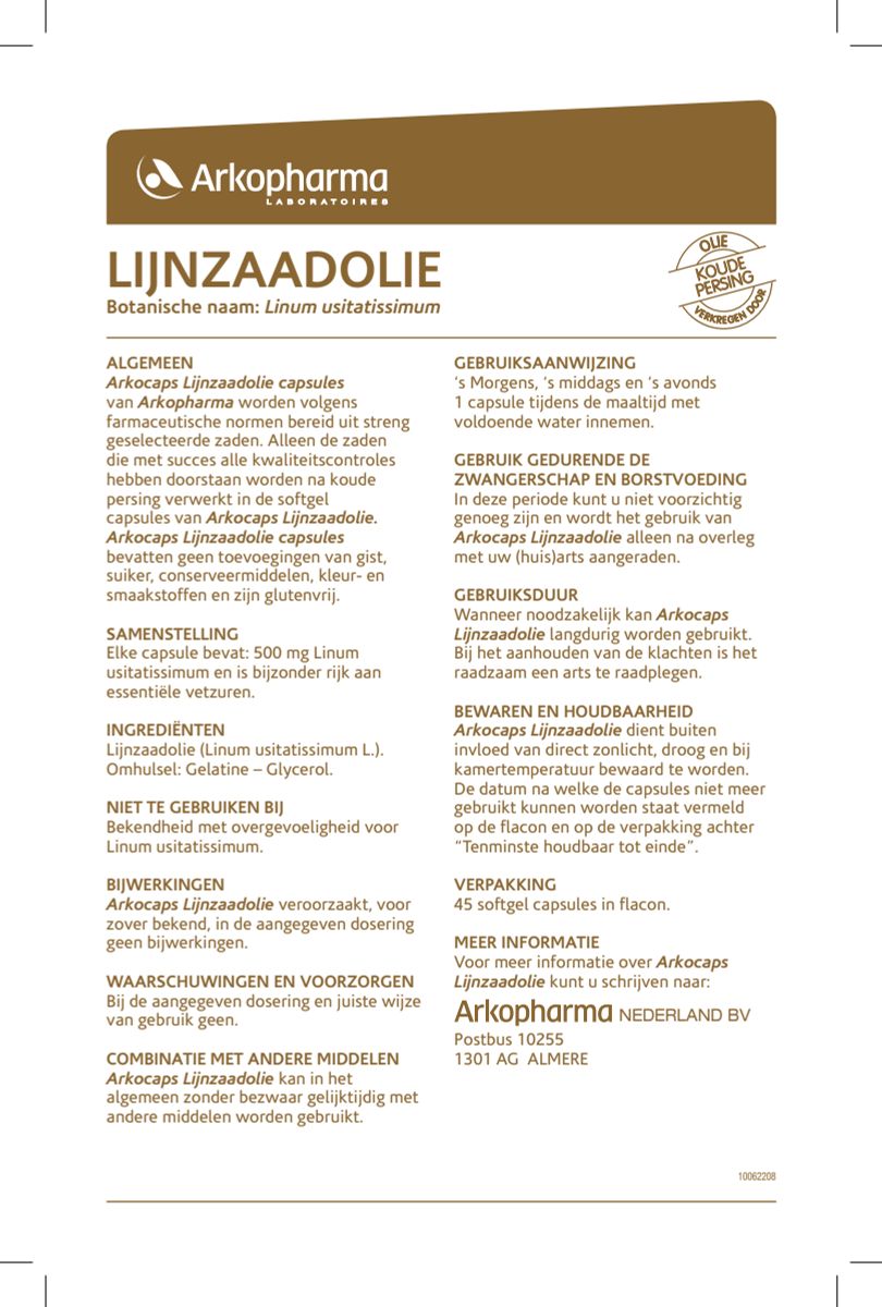 Lijnzaadolie Capsules afbeelding van document #1, instructions