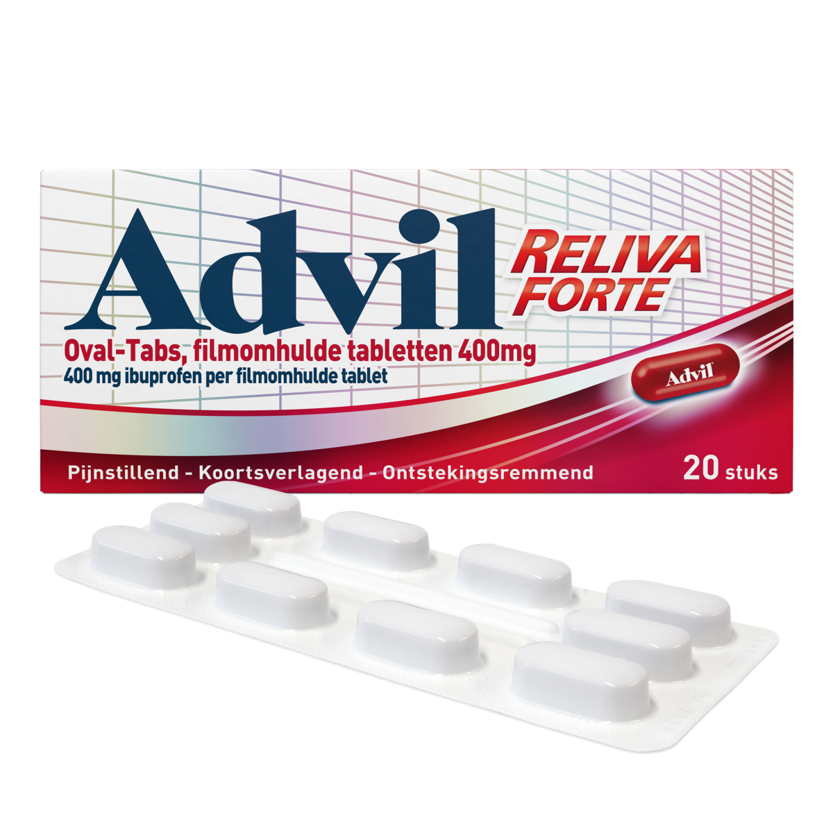 Advil Reliva Forte Oval Tabs 400 mg - voor pijn en koorts afbeelding