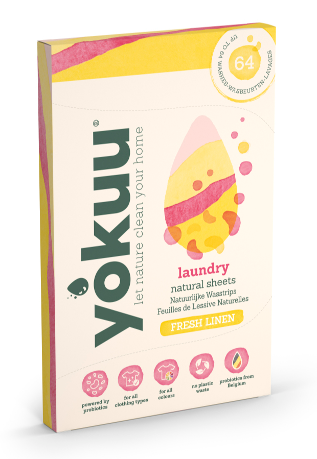 YOKUU Probiotische Wasstrips - 64 Wasbeurten - Wasdraad Frisse Geur - Reis Wasmiddel - Ultra Geconcentreerd en Voorgedoseerd - Ecologisch Wasproduct