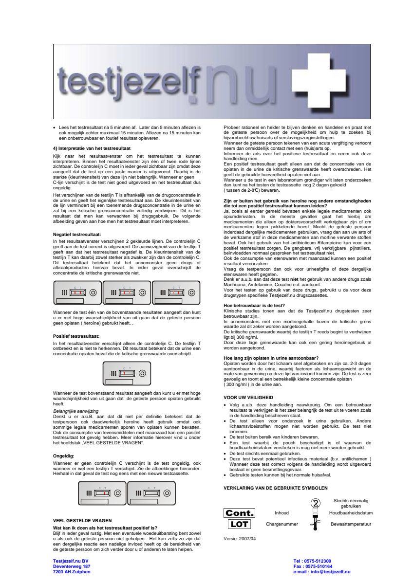 Drugstest Morfine Heroine afbeelding van document #2, instructions