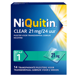 Niquitin Clear Pleisters 21mg Stap 1 14ST Niquitin Clear Pleisters 21mg Stap 1 14ST