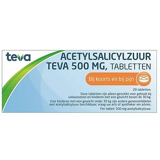 Teva Acetylsalicylzuur 500mg Tabletten 20TB