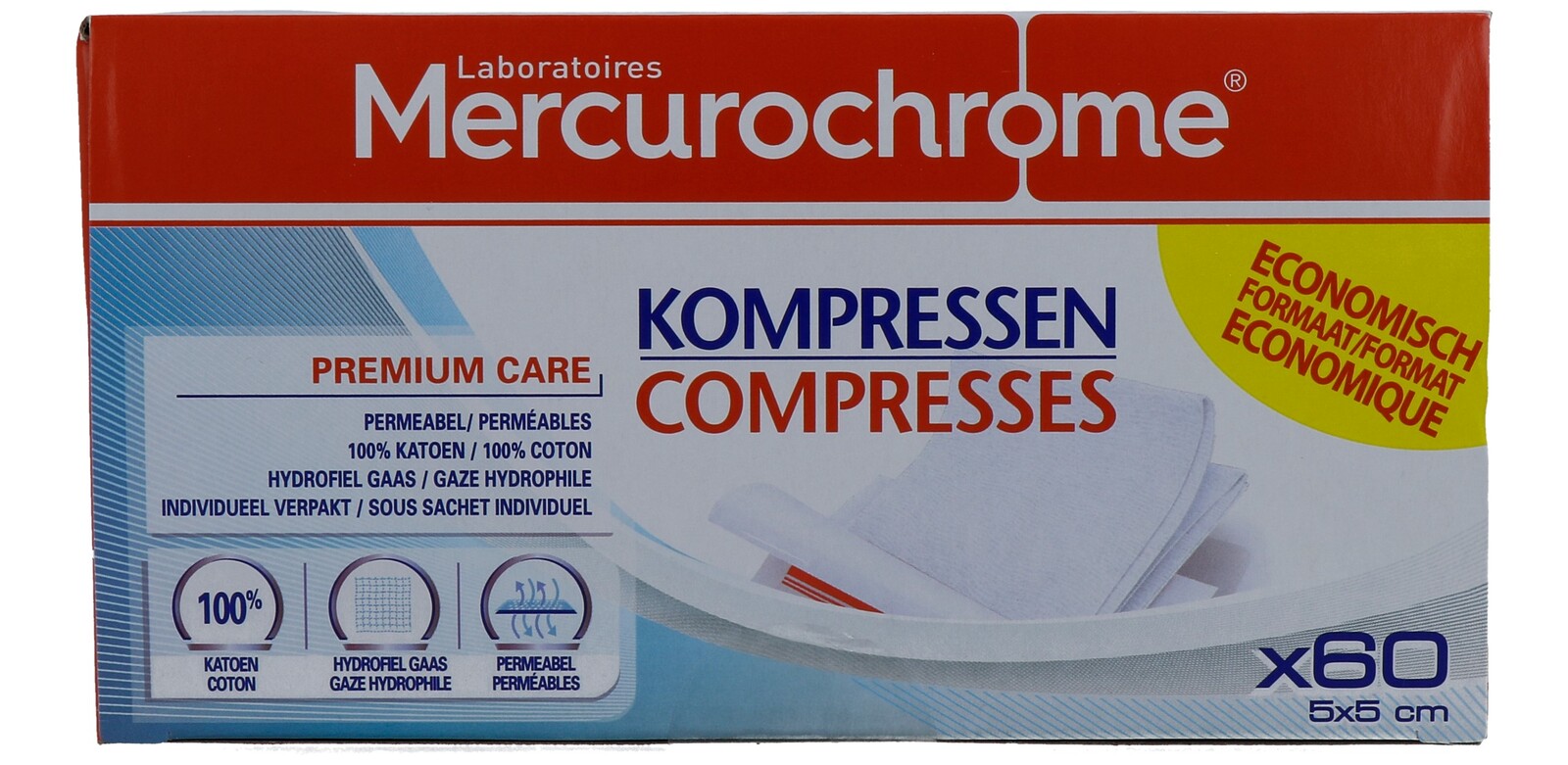 Mercurochrome Kompressen 5x5cm afbeelding 1