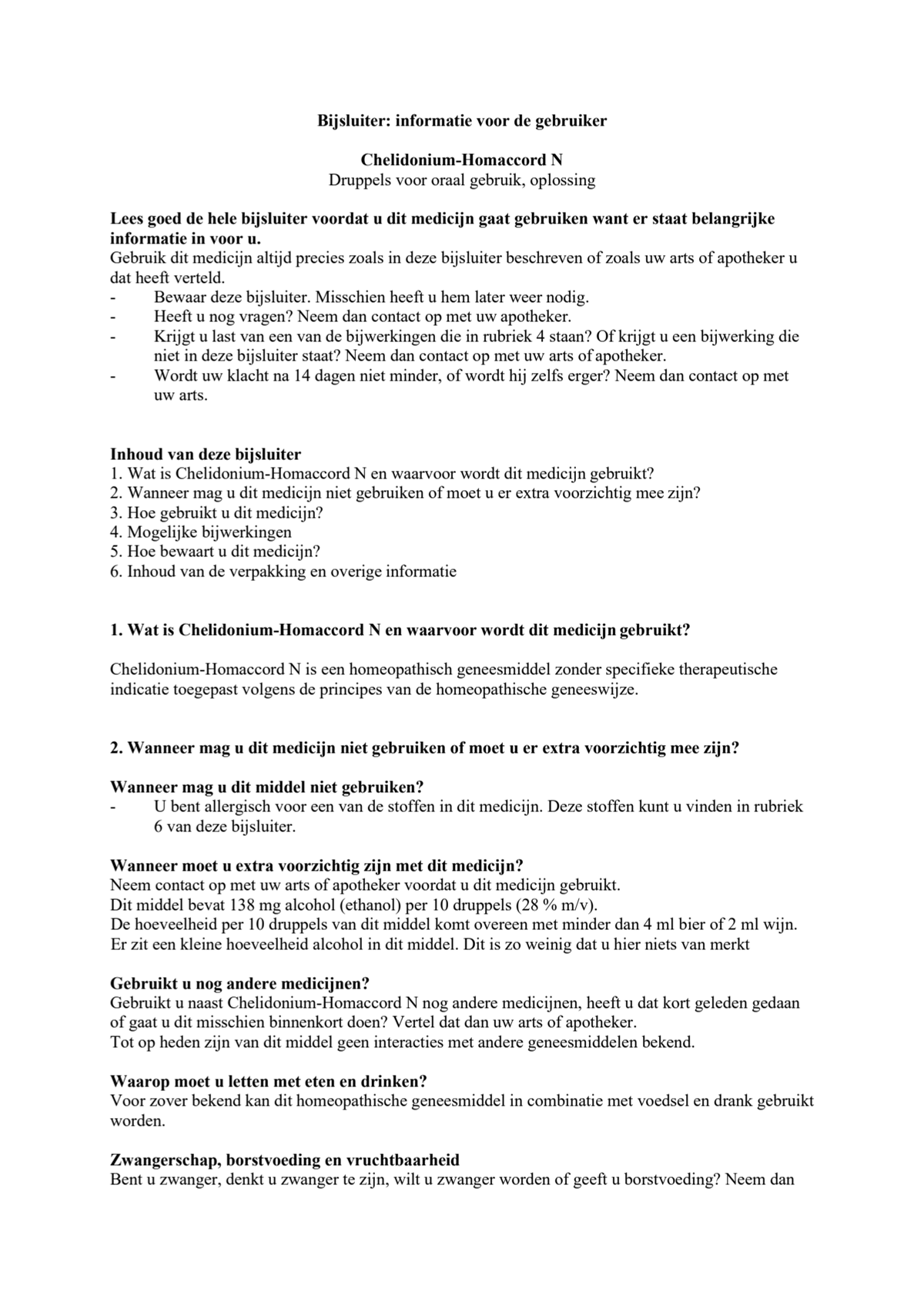 Chelidonium-Homaccord N afbeelding van document #1, leaflet
