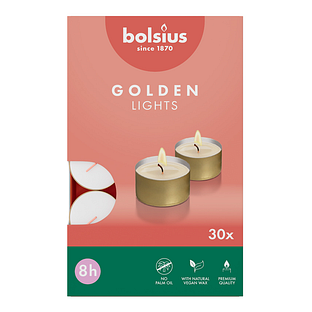Bolsius Theelicht Golden Lights Wit 8 Uur 30ST