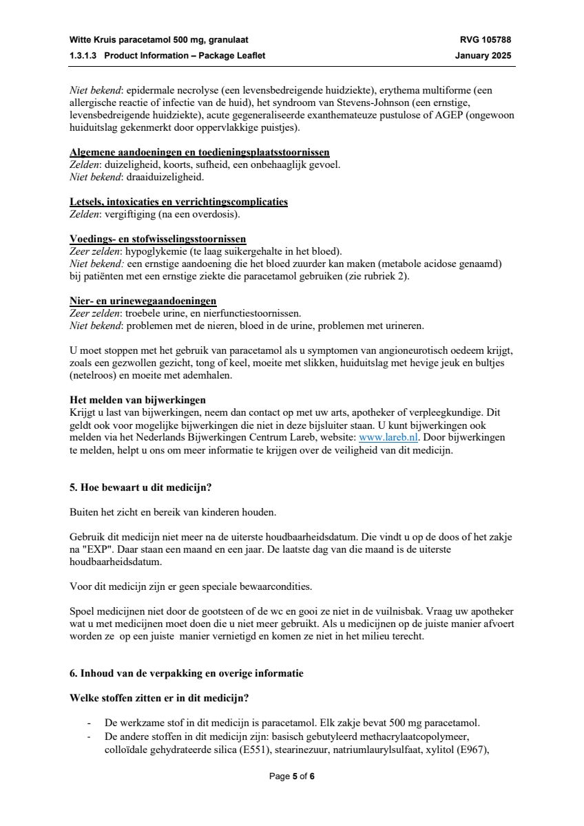 Paracetamol 500mg Granulaat afbeelding van document #5, leaflet