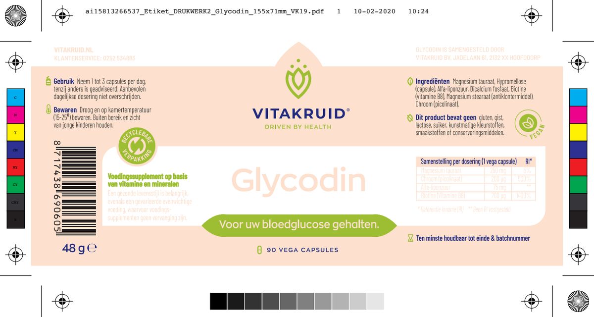 Glycodin Chroom Biotine Alfa-liponzuur L-Taurine afbeelding van document #1, label