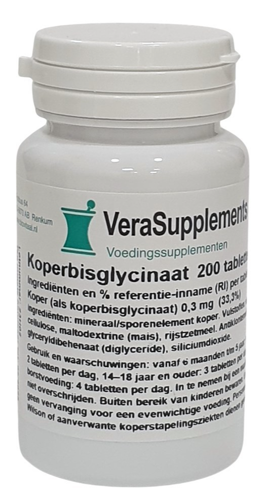 VeraSupplements Koperbisglycinaat Tabletten VeraSupplements Koperbisglycinaat Tabletten