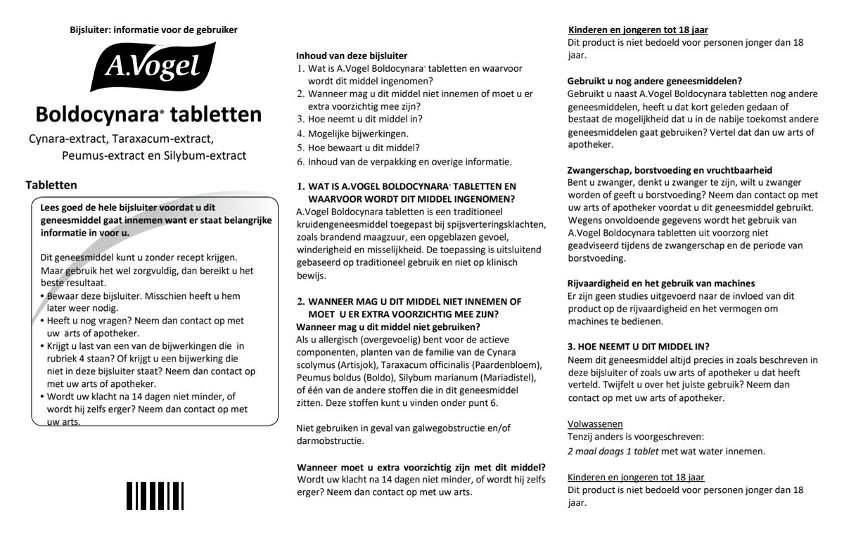 Boldocynara Tabletten afbeelding van document #1, leaflet