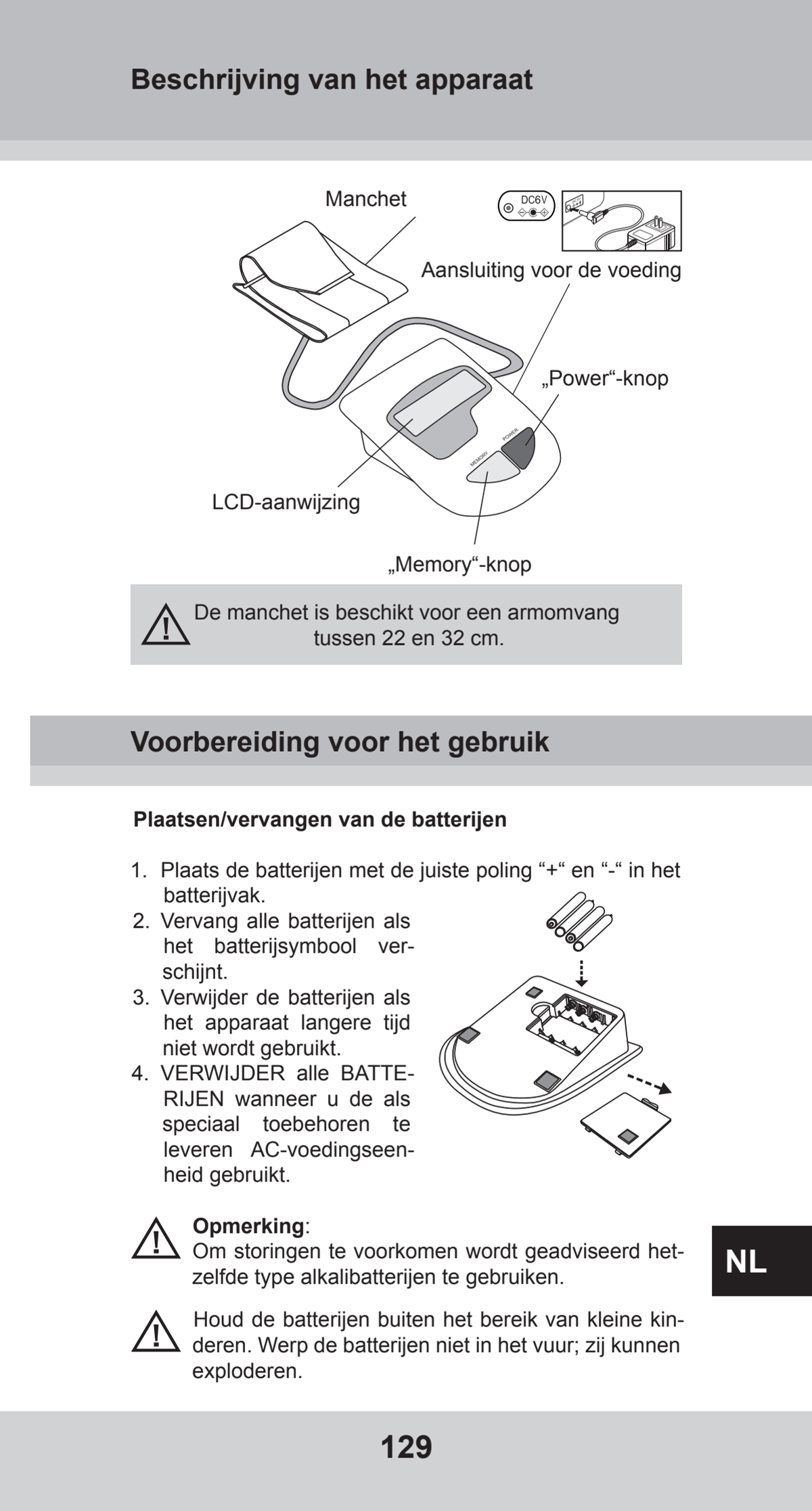 Bovenarm Bloeddrukmeter Desktop afbeelding van document #129, instructions