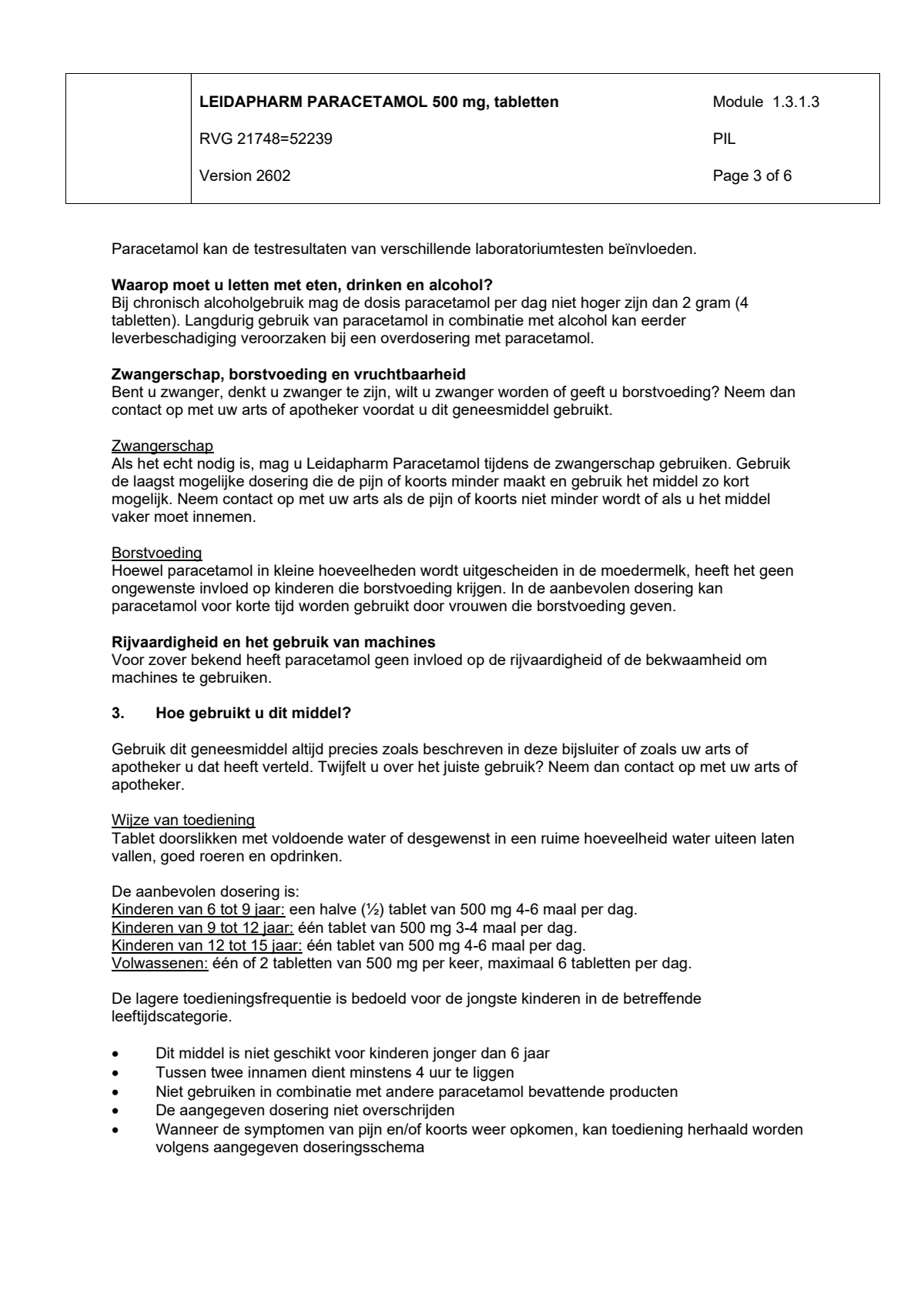 Paracetamol 500mg afbeelding van document #3, leaflet
