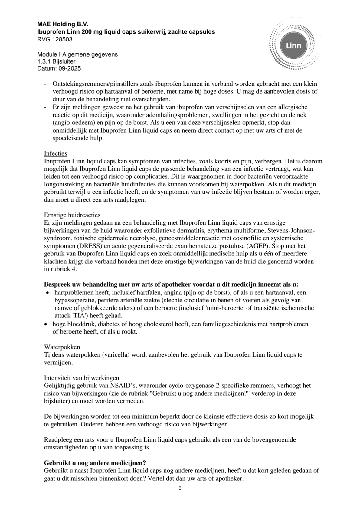 Ibuprofen Liquid Caps 200mg Suikervrij afbeelding van document #3, leaflet