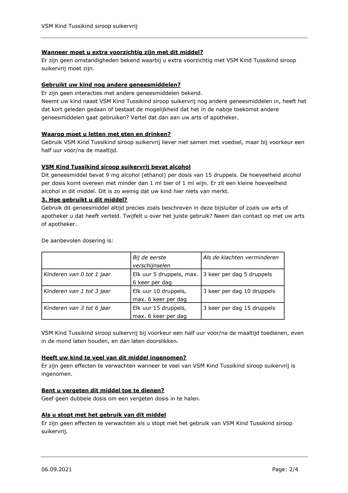 Kind 0-6 Tussikind Siroop Suikervrij afbeelding van document #2, leaflet