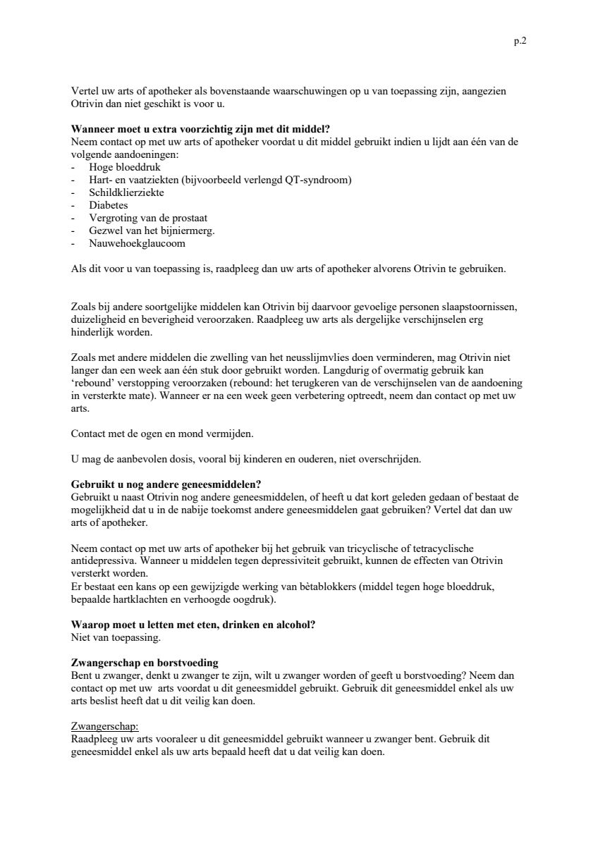Xylometazoline HCI 1 mg/ml Neusdruppels bij een verstopte neus afbeelding van document #2, leaflet