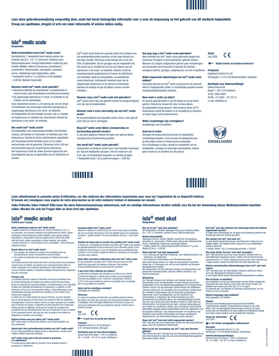 Medic Acute Keelpastilles Pepermunt - bij verkoudheids- en keelklachten afbeelding van document #1, instructions