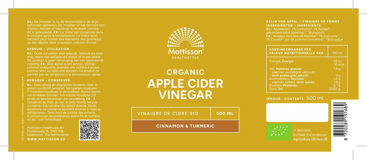 Biologische Appel Cider Vinegar Cinnamon & Turmeric afbeelding van document #1, label