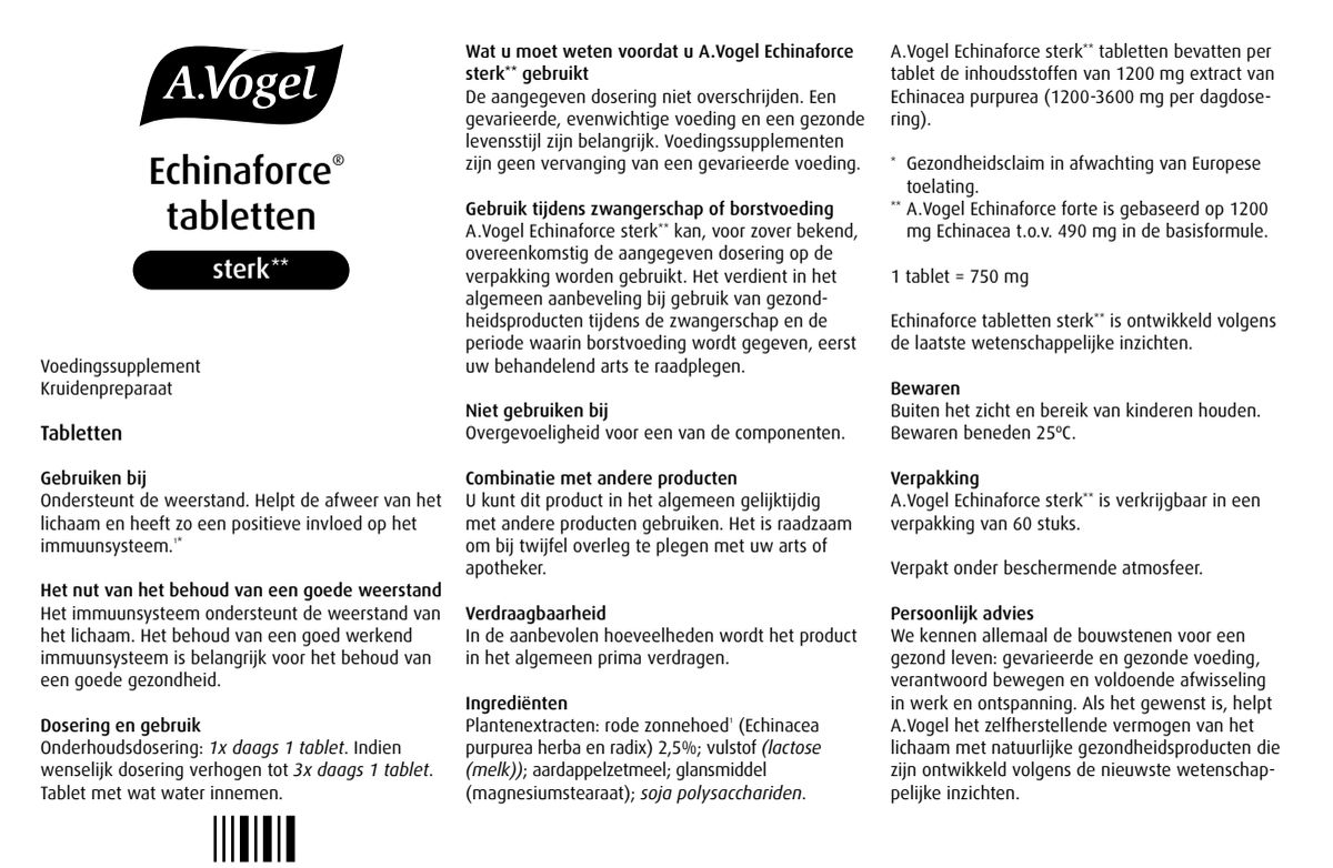 Echinaforce Sterk** Tabletten afbeelding van document #1, instructions