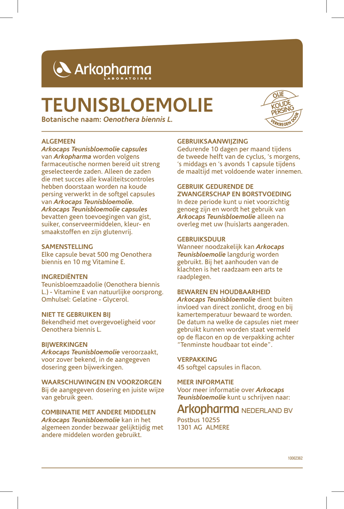 Teunisbloemolie Capsules afbeelding van document #1, instructions