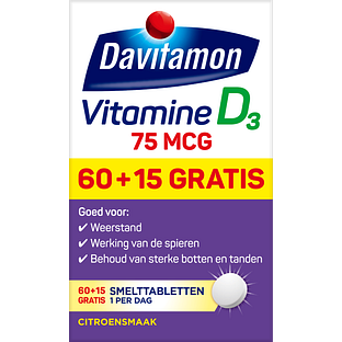 Davitamon Vitamine D3 75mcg Smelttabletten 75TB