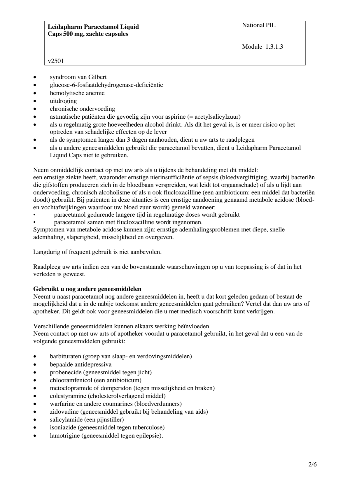 Paracetamol 500 mg Liquid Caps afbeelding van document #2, leaflet