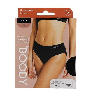 Boody Menstruatieondergoed Bikinislip Zwart Licht / Normaal Maat XS 1ST Boody Menstruatieondergoed Bikinislip Zwart Licht / Normaal Maat XS 1ST