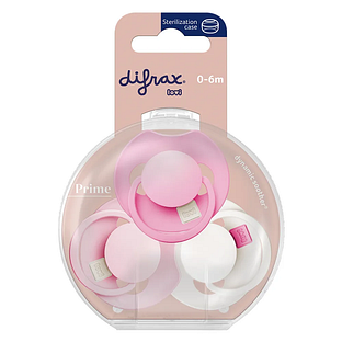Difrax Lovi Prime Pink Fopspenen 0-6M 3ST