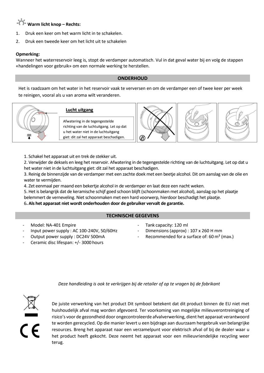 Empire Aroma Diffuser afbeelding van document #4, instructions