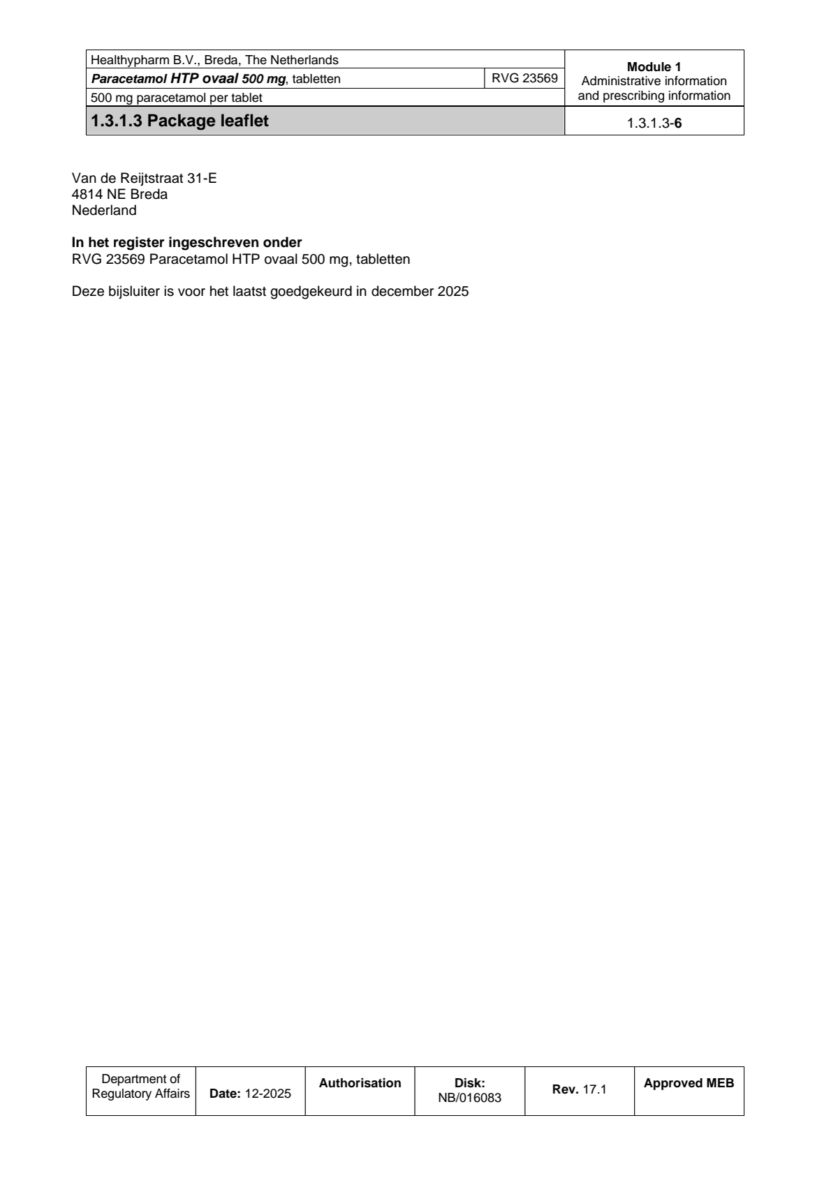 Paracetamol 500mg Caplet afbeelding van document #6, leaflet