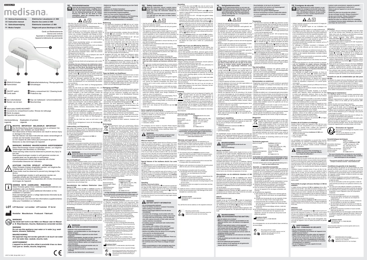 Elektrische Luizenkam LC 860 afbeelding van document #1, instructions