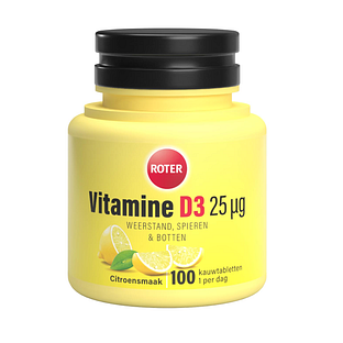 Roter Vitamine D3 25µg Citroensmaak Kauwtabletten 100TB Roter Vitamine D3 25µg Citroensmaak Kauwtabletten 100TB