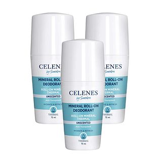 Celenes by Sweden Thermal Geurloze Minerale Roll-On Deodorant Multiverpakking 3x75ML