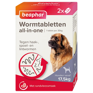 Beaphar Wormtabletten all-in-one Honden vanaf 17.5KG 2ST