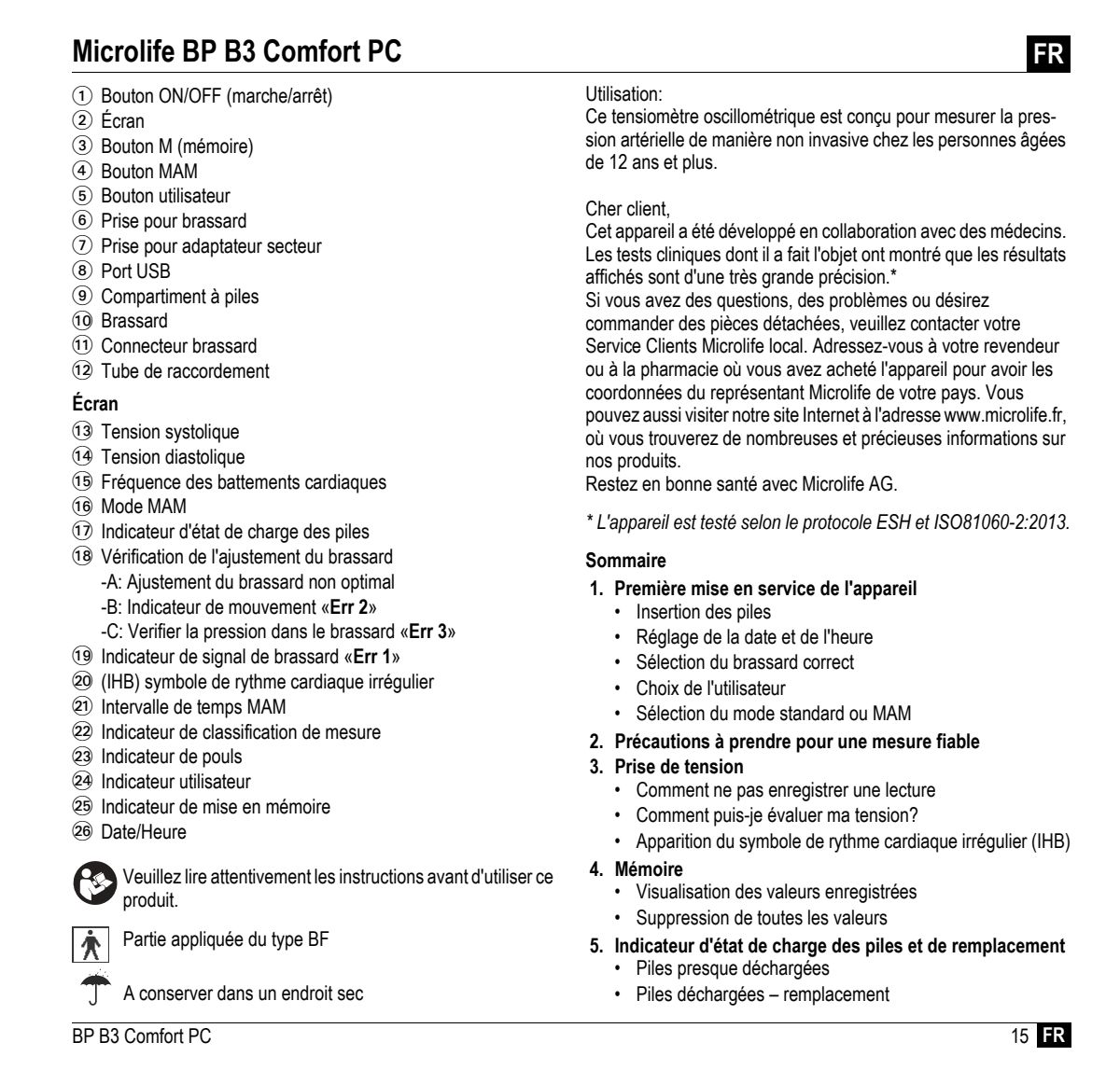 Microlife BP Bloeddrukmeter B3 Comfort PC afbeelding van document #17, instructions
