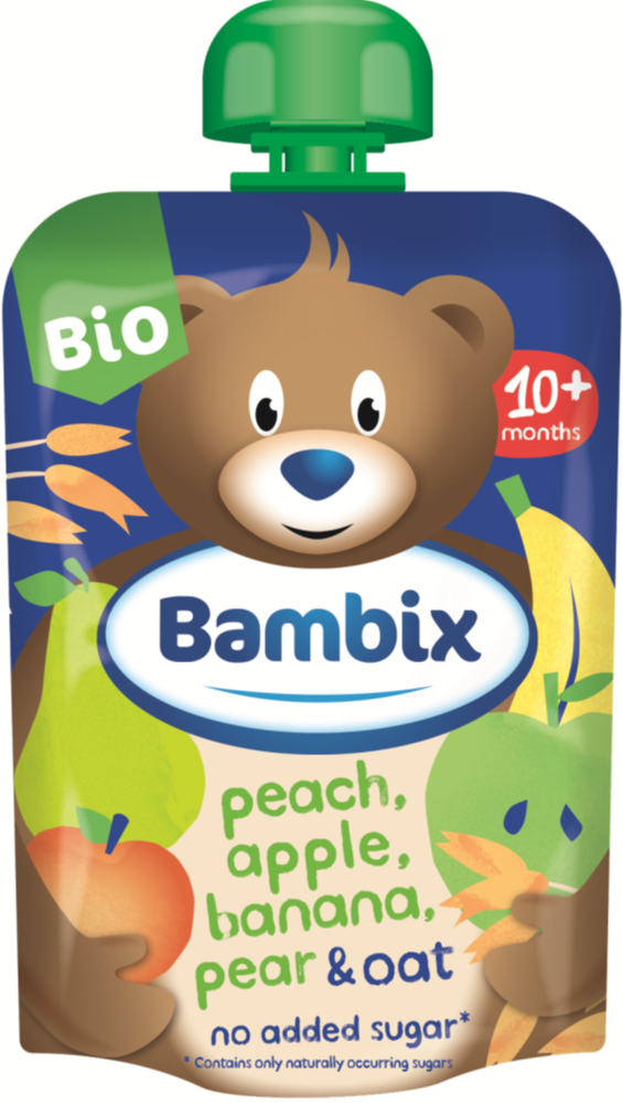Bambix Bio Knijpzakje Appel, Perzik, Banaan, Peer en Haver 10+ afbeelding