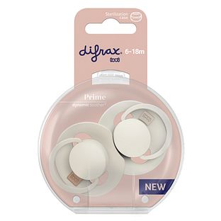Difrax LOVI Prime Pacifier 6-18 Months - Coconut/Ivory 2ST