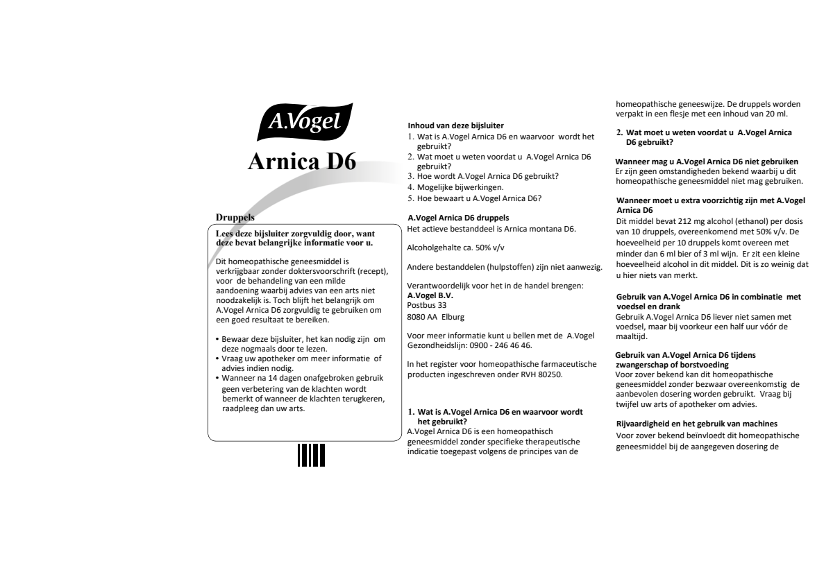 Arnica D6 Druppels afbeelding van document #1, leaflet