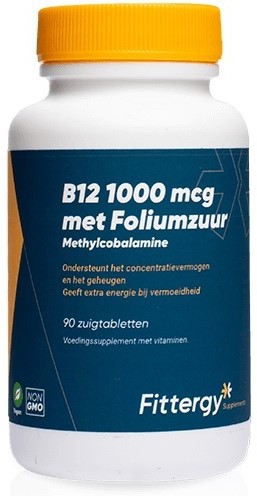 Fittergy B12 1000mcg Met Foliumzuur Tabletten afbeelding