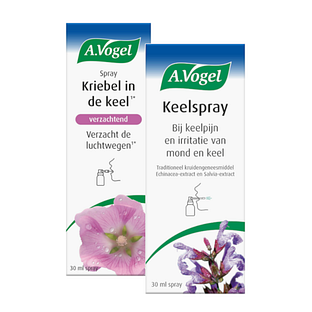 A.Vogel Keelspray 30ML + Spray Kriebel in de Keel 30ML Combiverpakking 2ST A.Vogel Keelspray 30ML + Spray Kriebel in de Keel 30ML Combiverpakking 2ST