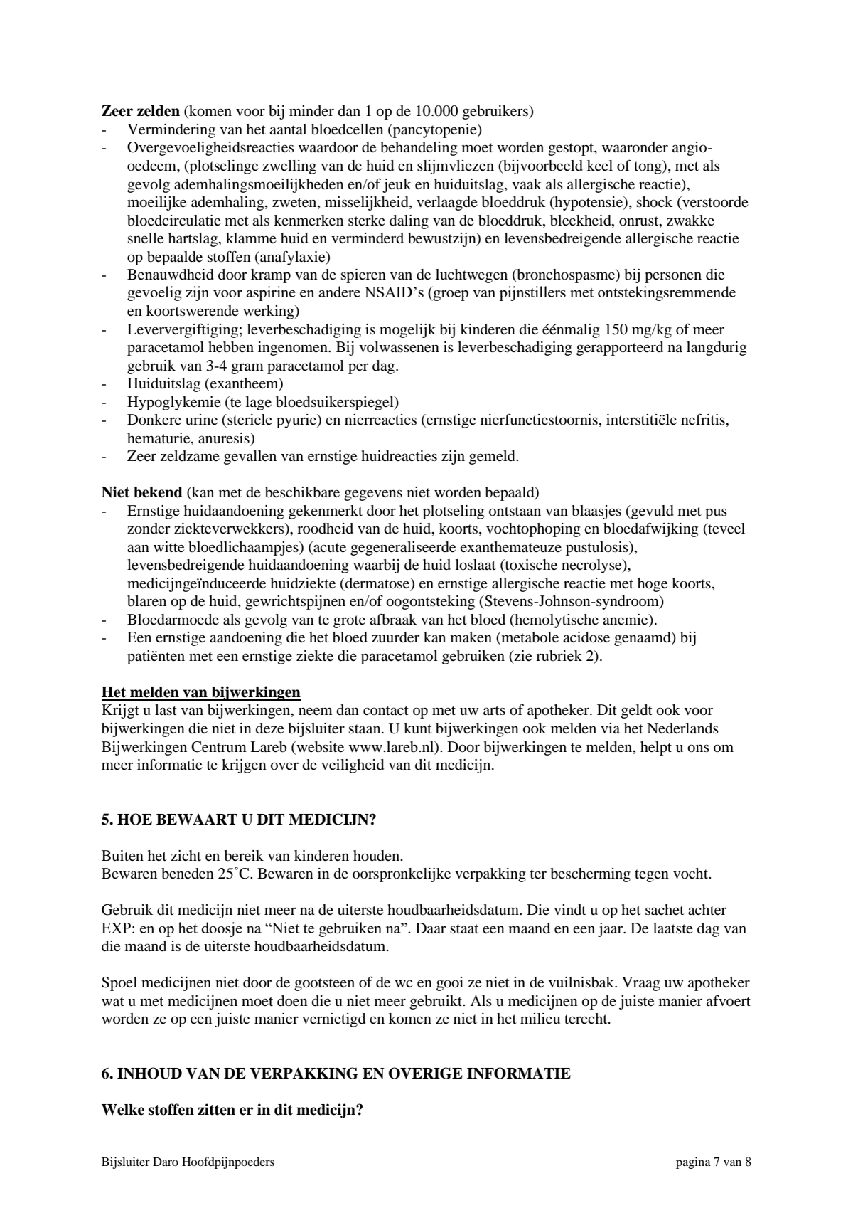 Hoofdpijnpoeders afbeelding van document #7, leaflet