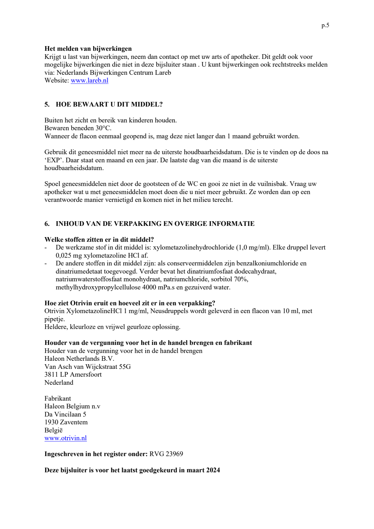 Xylometazoline HCI 1 mg/ml Neusdruppels bij een verstopte neus afbeelding van document #5, leaflet