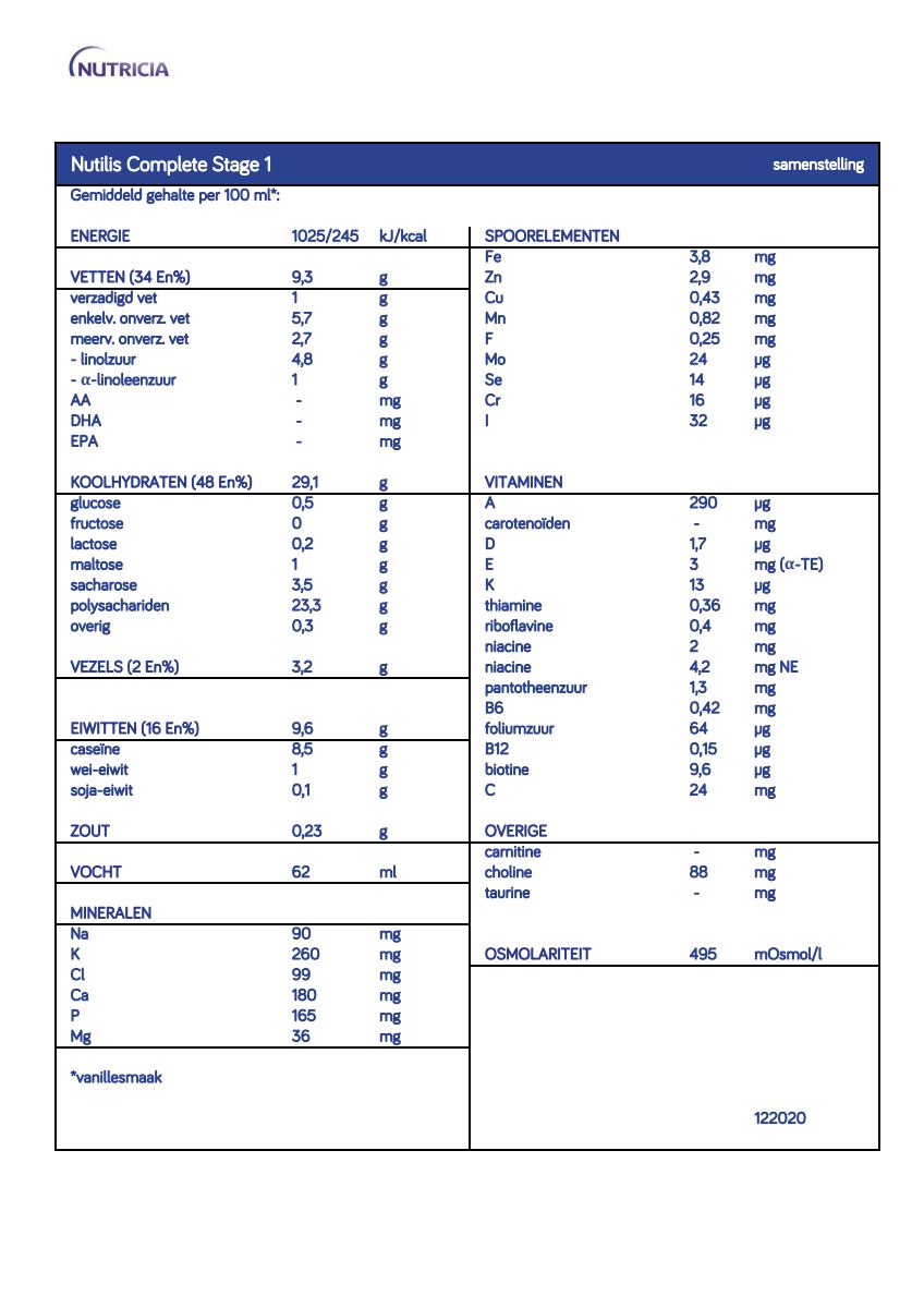 Nutilis Complete Stage 1 Vanille afbeelding van document #1, info_folder
