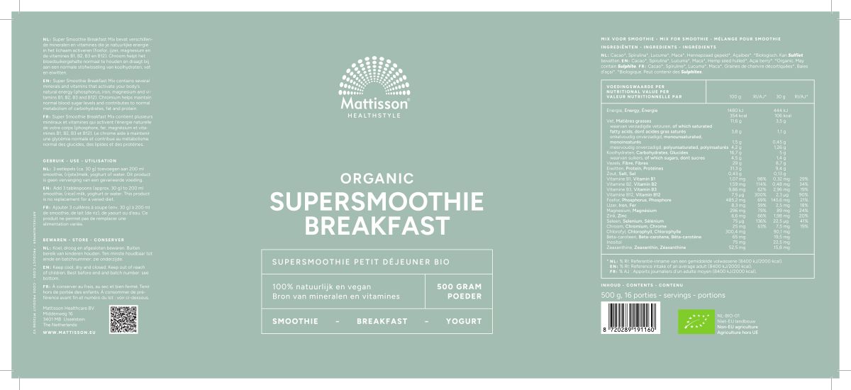 Organic Super Smoothie Breakfast afbeelding van document #1, label