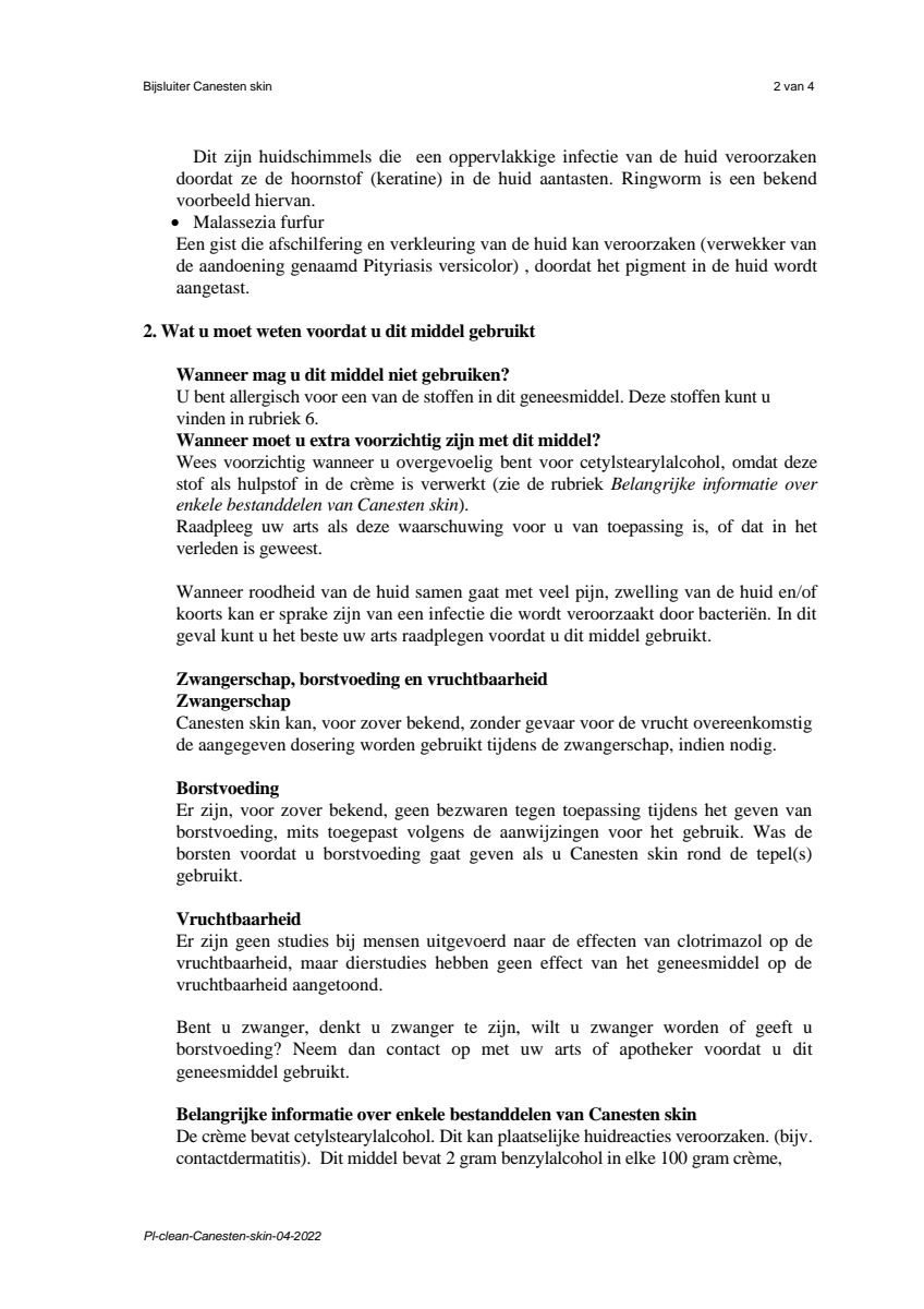 Skin Crème bij Huidschimmel afbeelding van document #2, leaflet