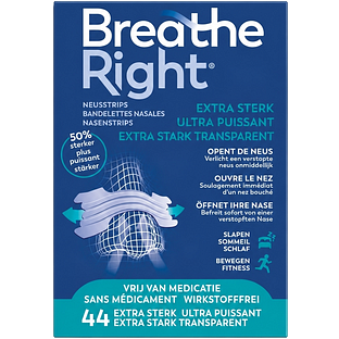 Breathe Right Neusstrips Transparant Extra Sterk 44ST