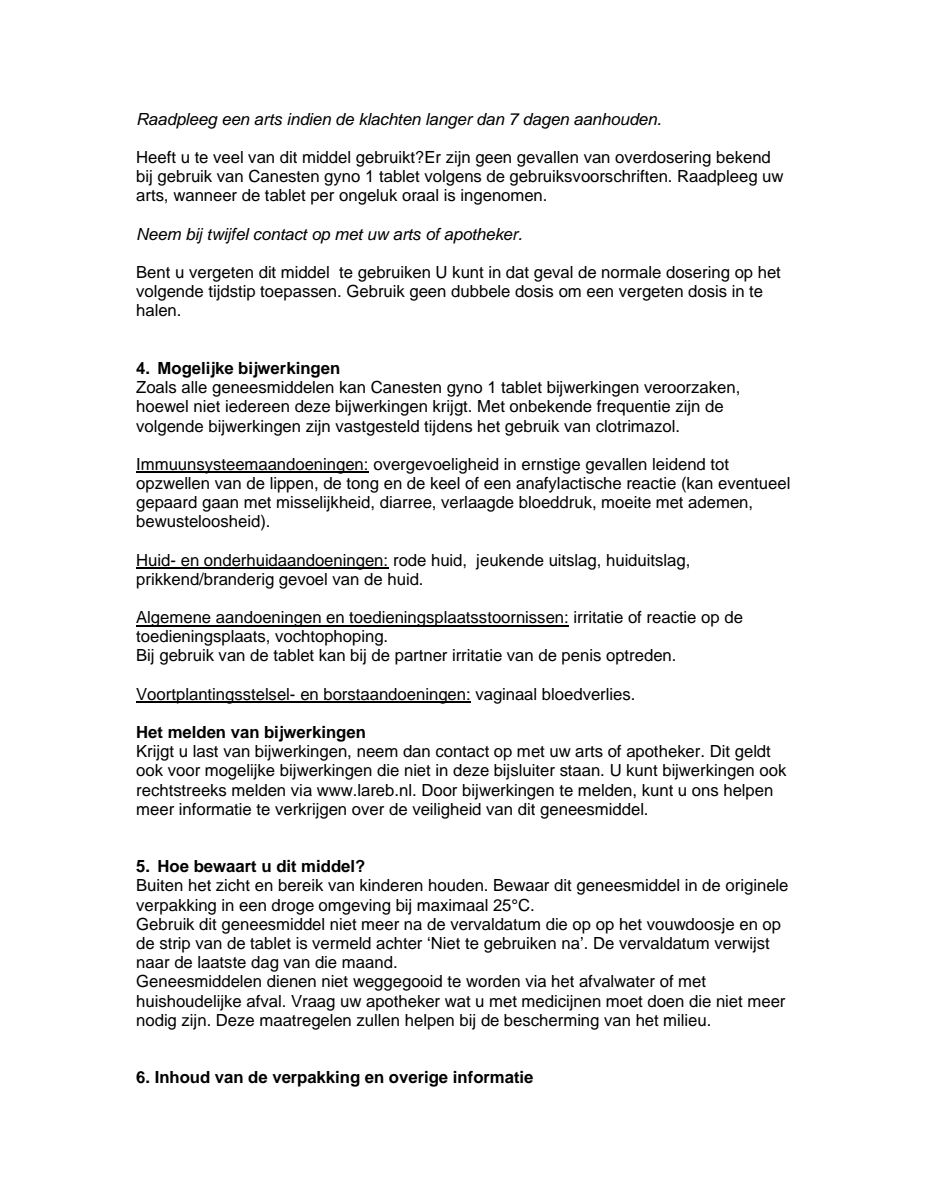 Canesten Gyno 1 Tablet - 1 daagse behandeling afbeelding van document #5, leaflet