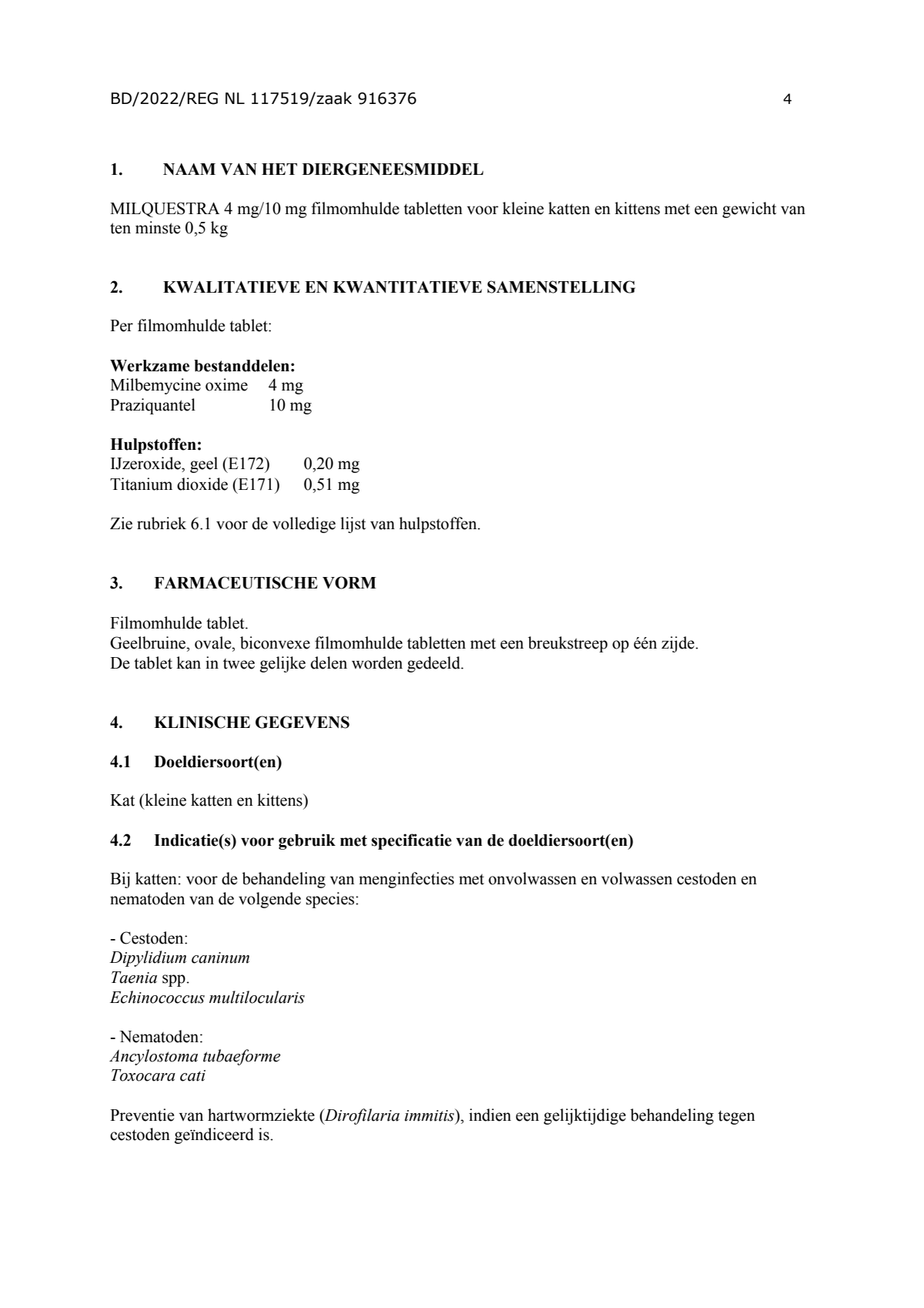 Milquestra Ontwormingsmiddel Katten en Kittens 0.5 - 4KG afbeelding van document #4, leaflet